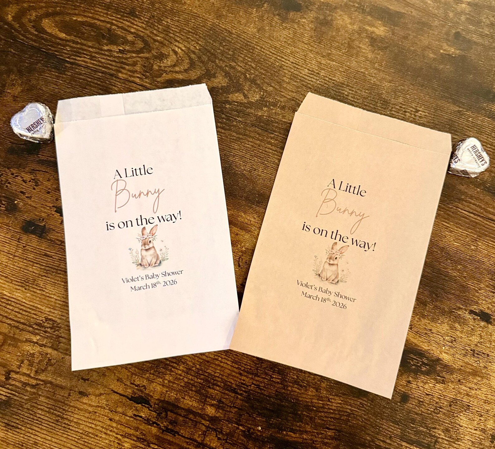 A little bunny is on the way party favor bags
