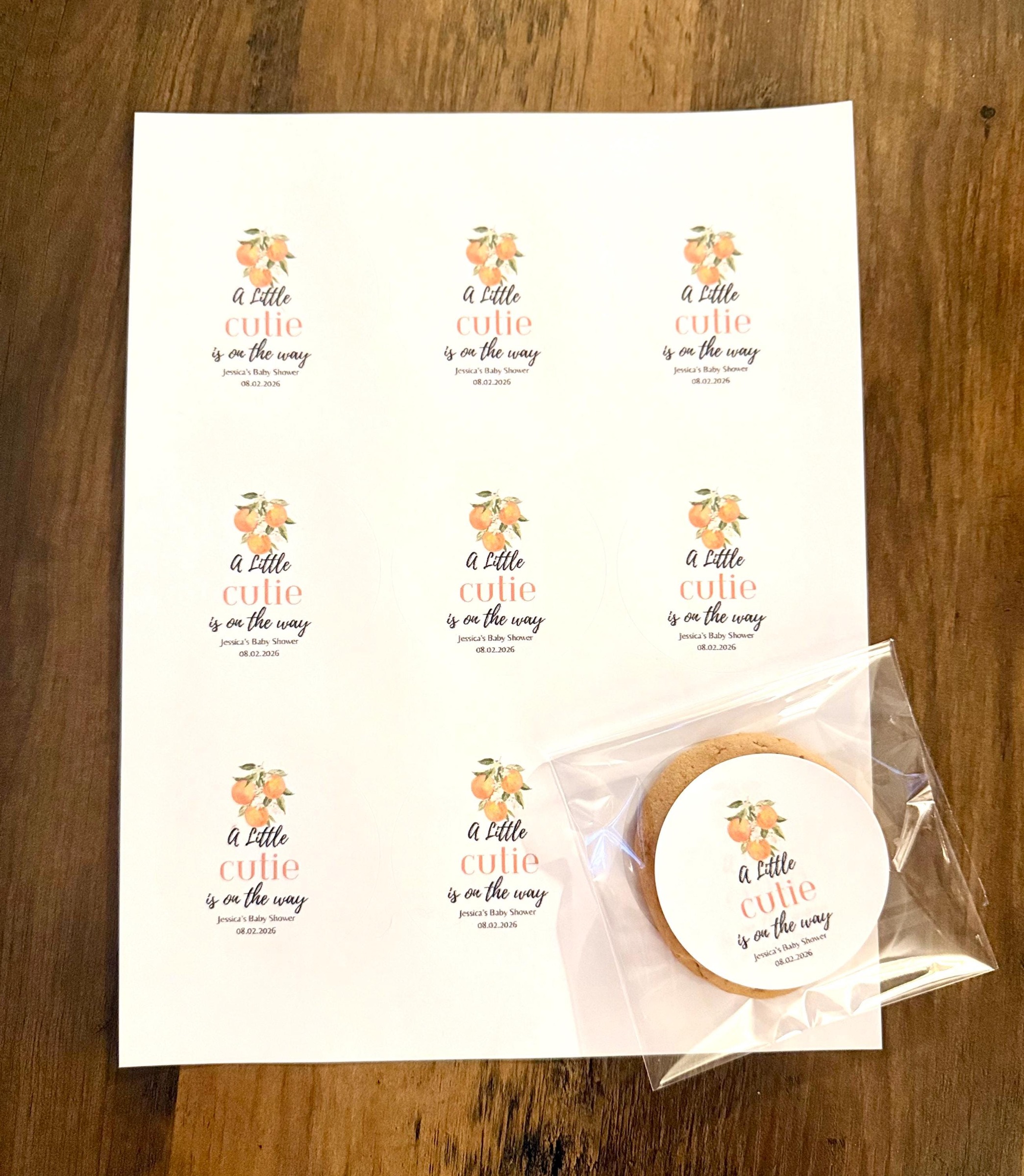 A little cutie is on the way baby shower stickers