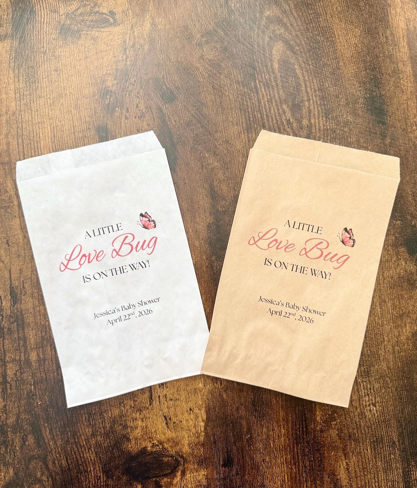 A Little Lovebug is on the way party favor bags