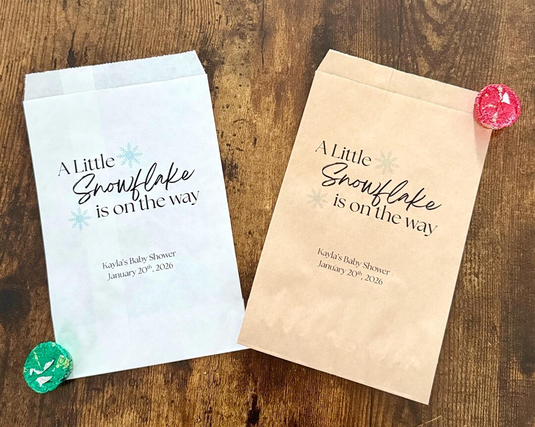 A little snowflake is on the way party favor bags