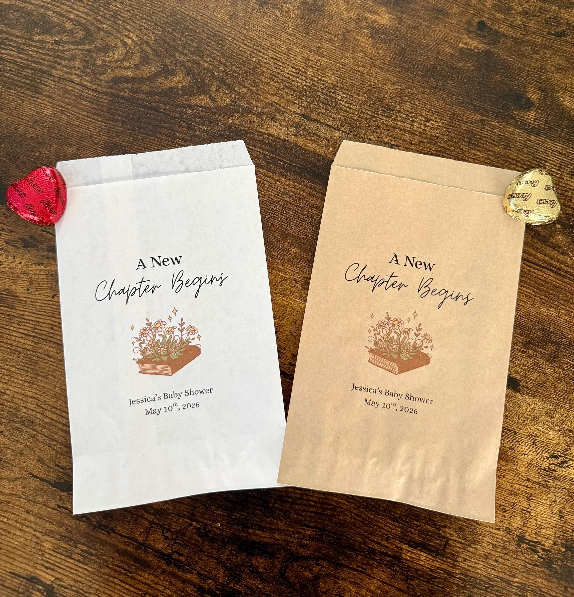 A new chapter begins party favor bags