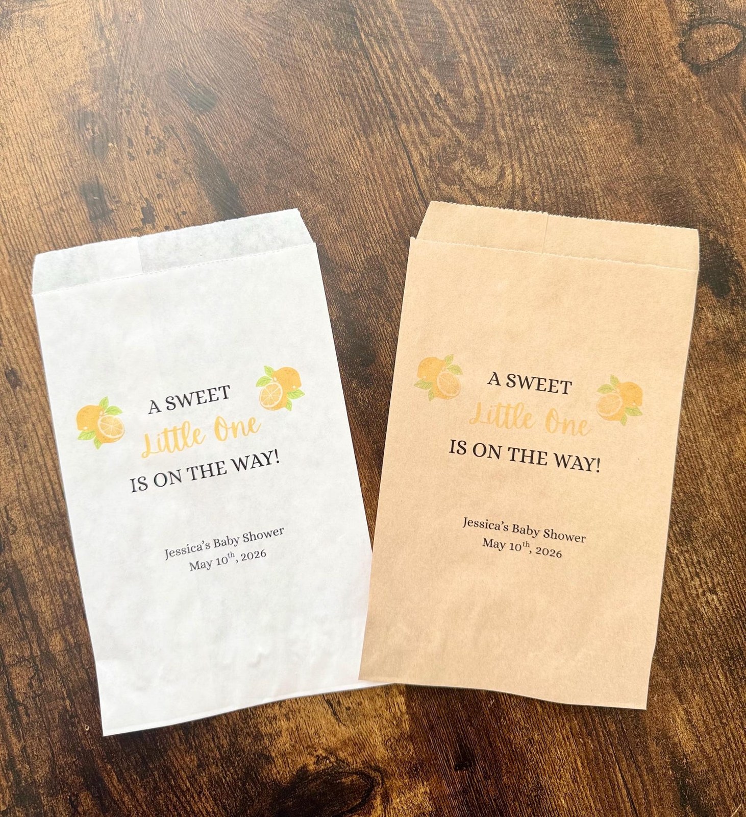 A Sweet little one is on the way party favor bags