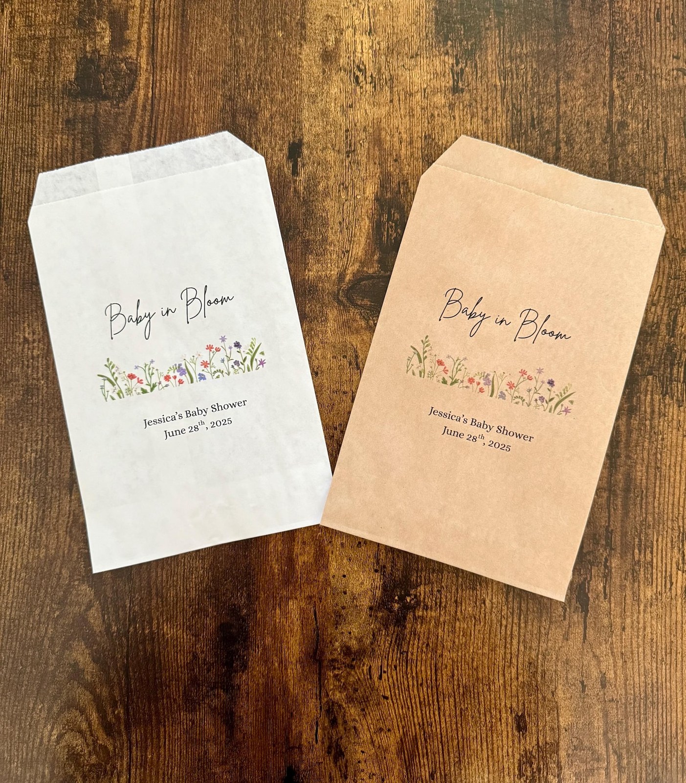 Baby in bloom baby shower favor bags