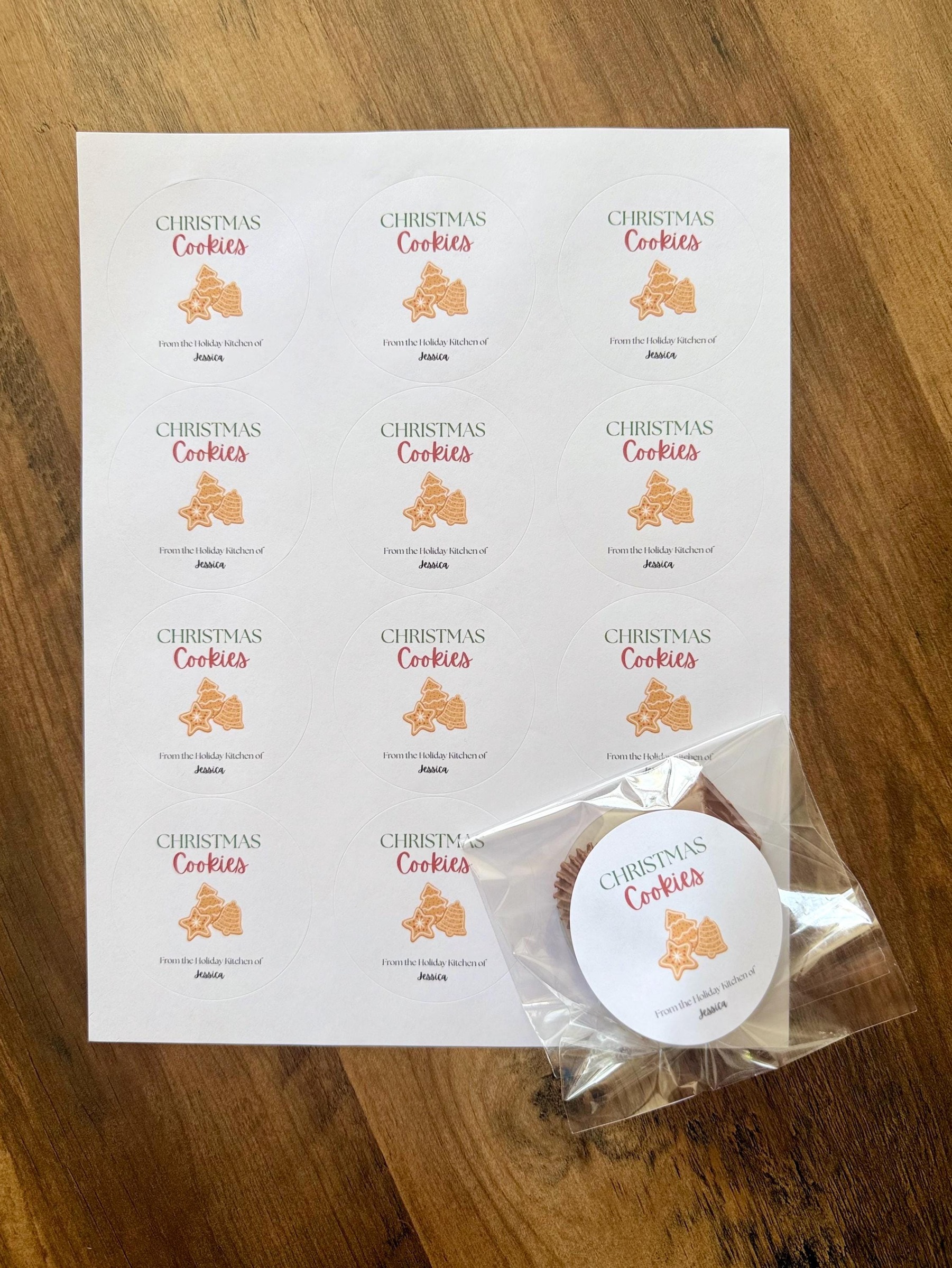 Christmas cookie stickers and bags