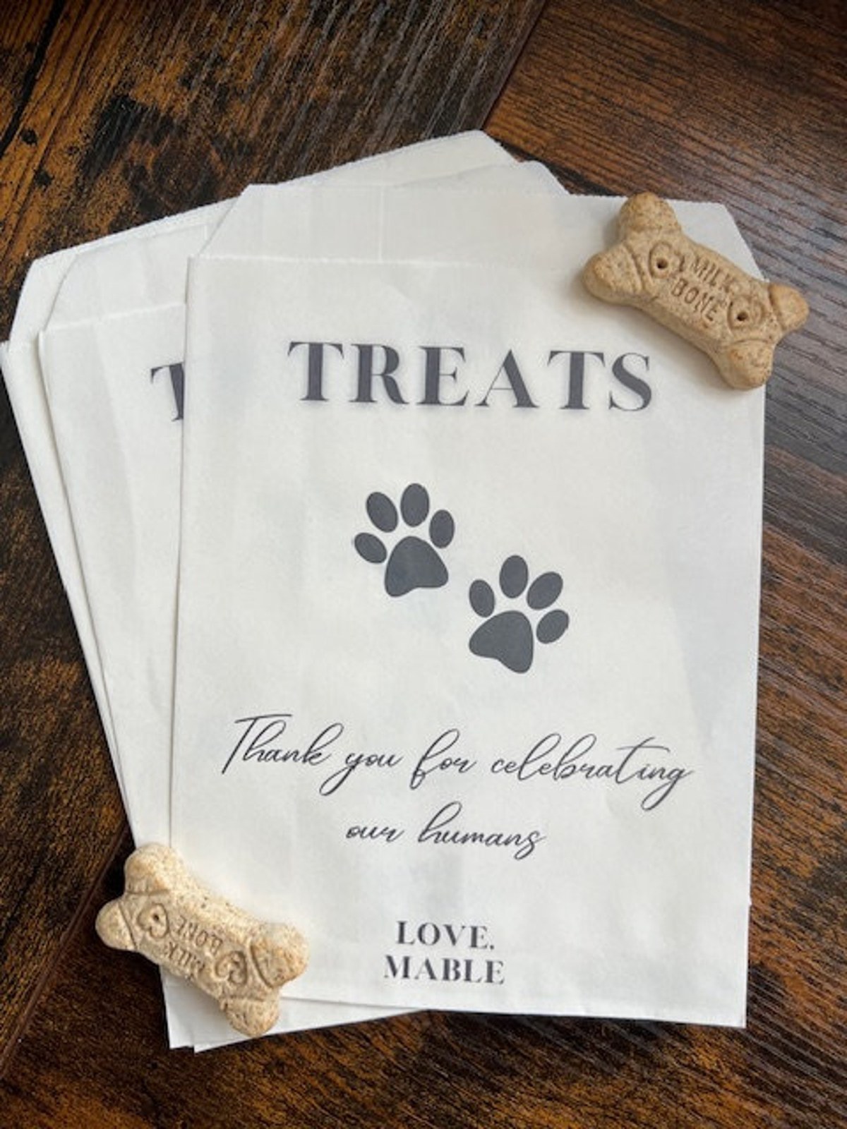 Dog treat bag for wedding