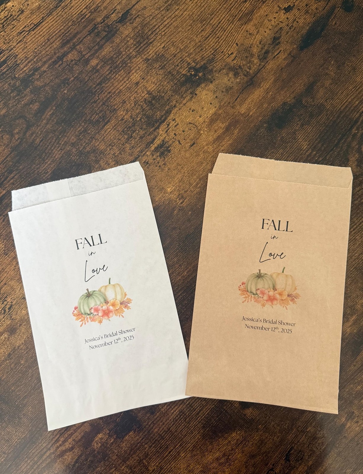 Fall bridal favor bags