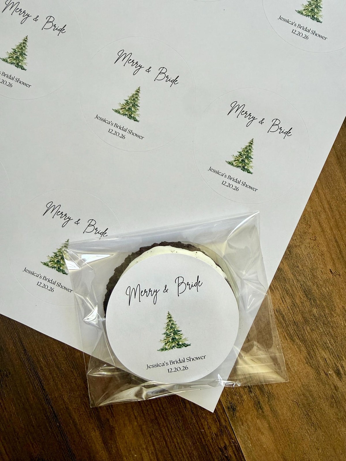 Merry and bride party favor stickers
