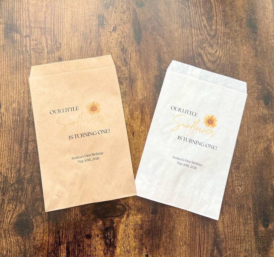Our little sunflower is turning one party favor bags
