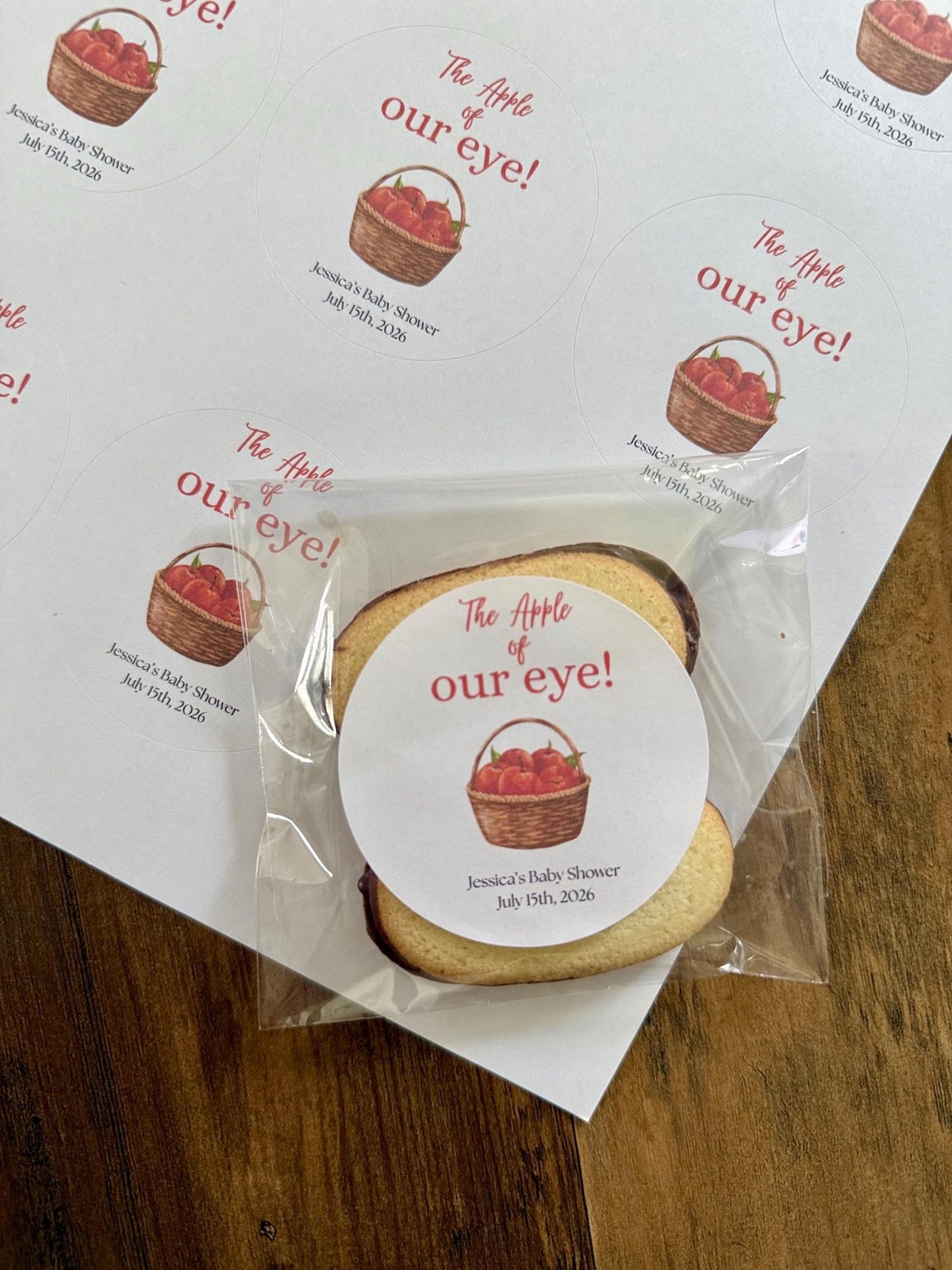 The Apple of our eye baby shower favor labels