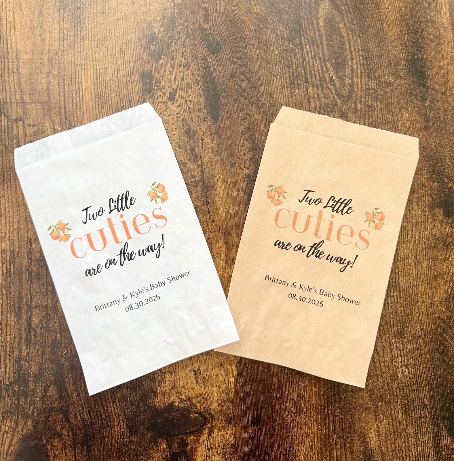 Two little cuties are on the way party favor treat bags